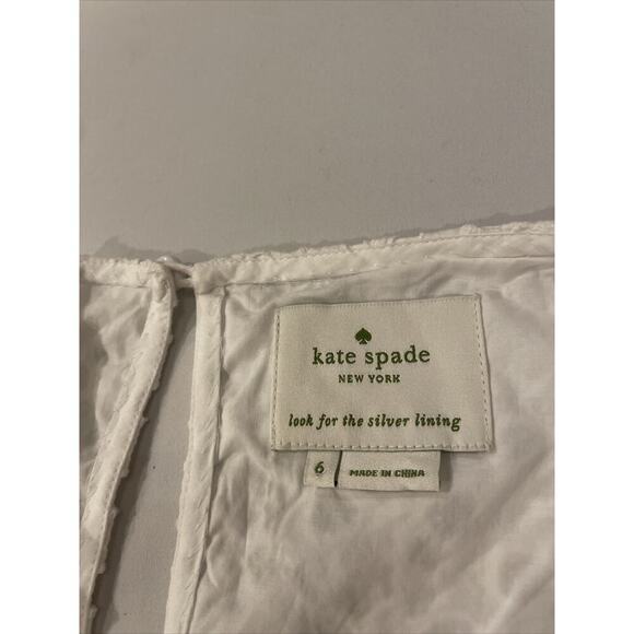 Kate Spade White Mini Dress 6 Small Eyelet Short Sleeve Shift $378 Bridal Cotton - Picture 4 of 10